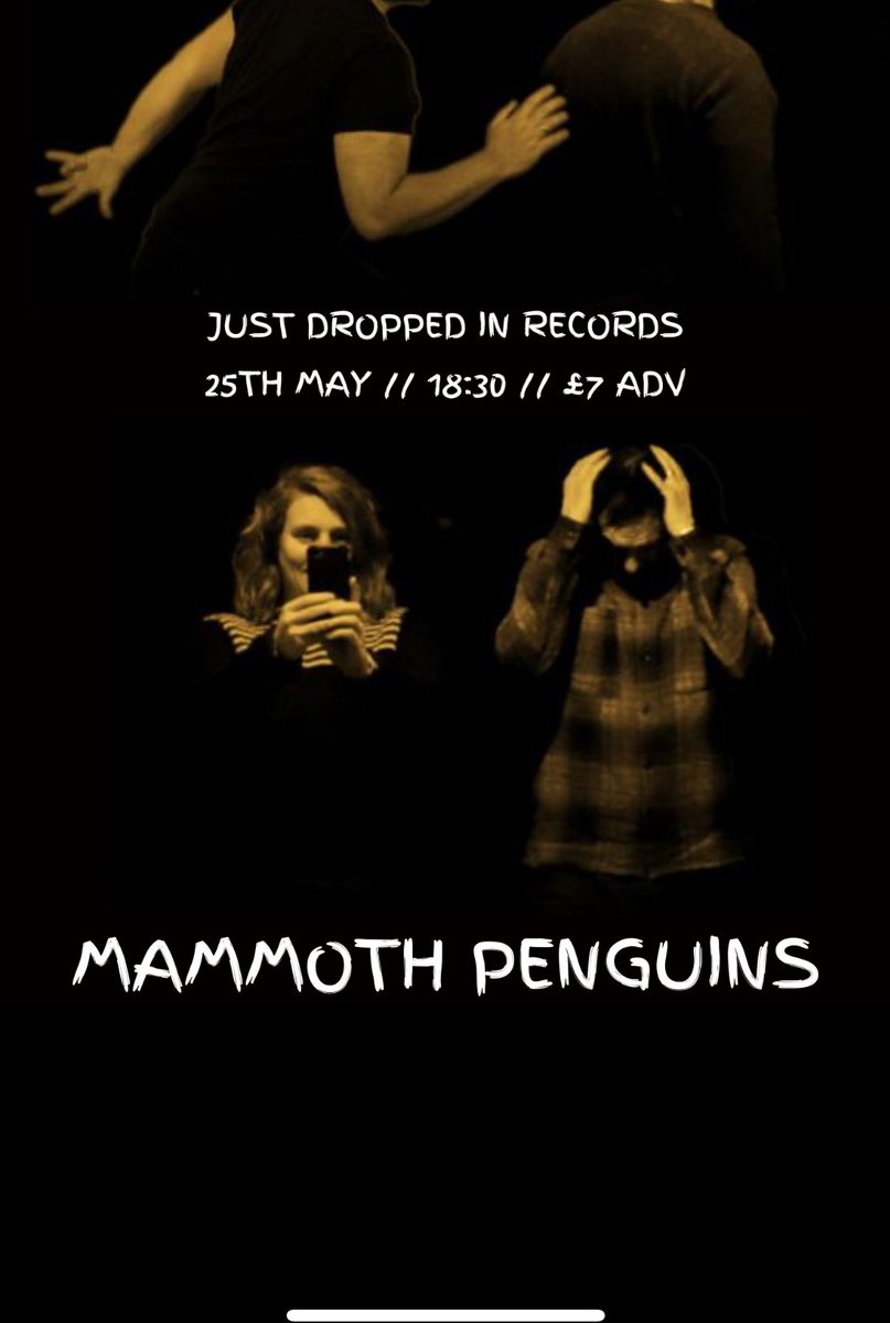 Next up at Just Dropped in 🕺💃 Saturday 25th 💃🕺 Is another two band treat : Doors 6:30 Broken Chanter / Mammoth Penguins (7/8 ) Advance tickets available.. £7 wegottickets.com/event/609911 Thanks to @kitchenclubcov & @SorSpromotions for their support in making this happen.