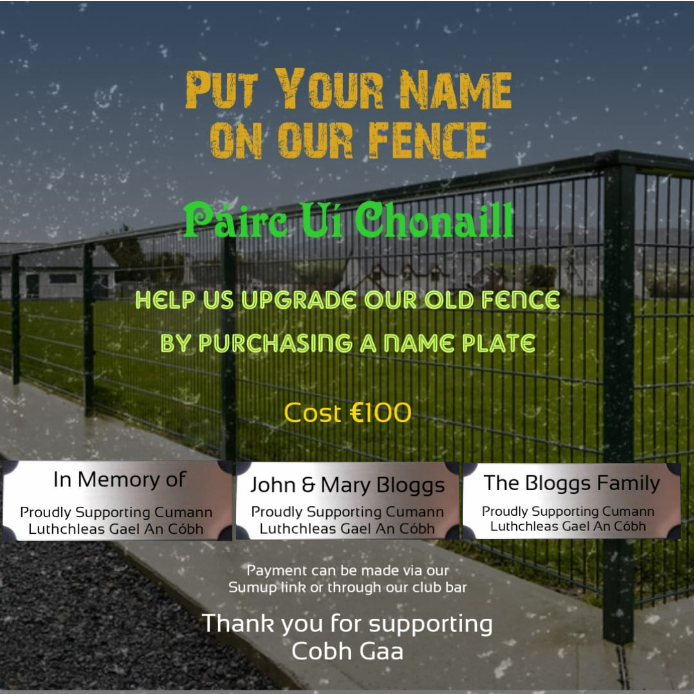 Fence Update: Thank you to all who purchased a nameplate. The club has responded to you via email and we are still waiting for a few to reply. Can you please check your emails and return your nameplate information.