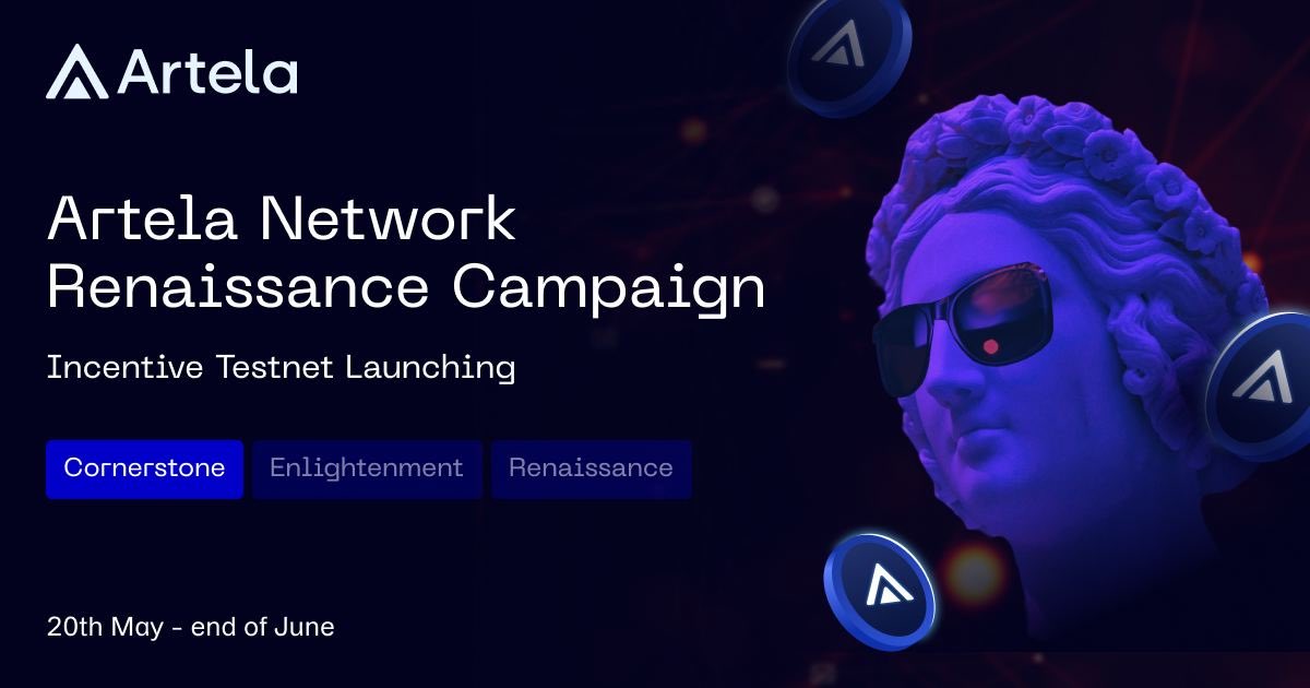 🚀 The Artela Network Renaissance Campaign is now live! 🚀 Dive into a three-part journey of discovery and engagement:
🔗 Quick link:  artela.network

✅ Cornerstone Stage: Kick things off from today until the end of June. Dive into the foundation of our campaign with