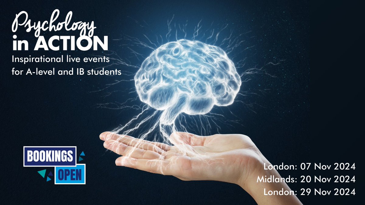 From clinical psychology to cutting-edge research, our Psychology in Action events are designed to inspire, motivate and enthuse. Join us in London or the Midlands this autumn: educationinaction.org.uk/study-days/sub… #Psychology #Events #School #ALevel #KS5 #edutwitter #teachertwitter