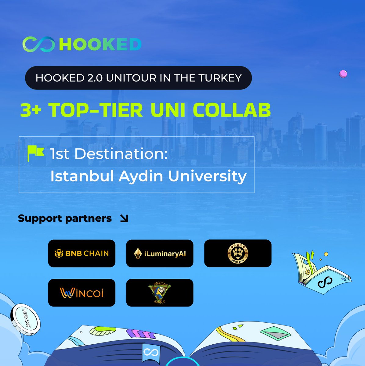 #NewEraofHOOKED #HookedUnitour 🌟Thrilled to start our Turkey UniTour at Istanbul Aydin University, a hub for Web3 innovation! 🔥Dedicated to nurturing Web3 advancements, Istanbul Aydin University offers student entrepreneurial resources through its Silicon Valley office.
