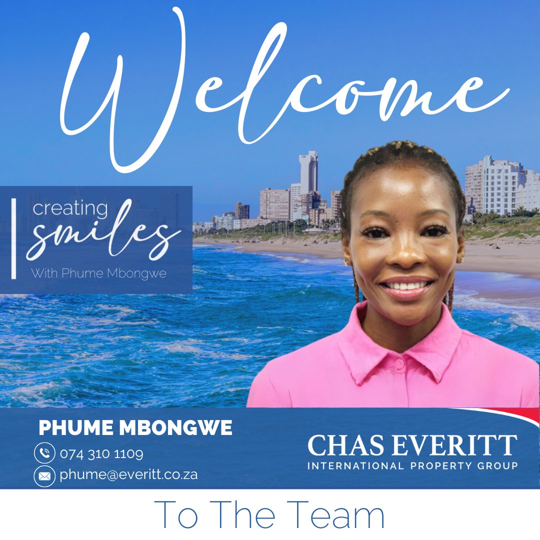 𝐖𝐞𝐥𝐜𝐨𝐦𝐞 𝐭𝐨 𝐓𝐡𝐞 𝐓𝐞𝐚𝐦 | Phume Mbongwe
A warm welcome to our newest agents, we wish you a prosperous journey with Chas Everitt Amanzimtoti.  Amanzimtoti.

#MeetTheTeam  #welcome #welcomehome #chaseverittamanzimtoti #fyp #fypシ #shorts