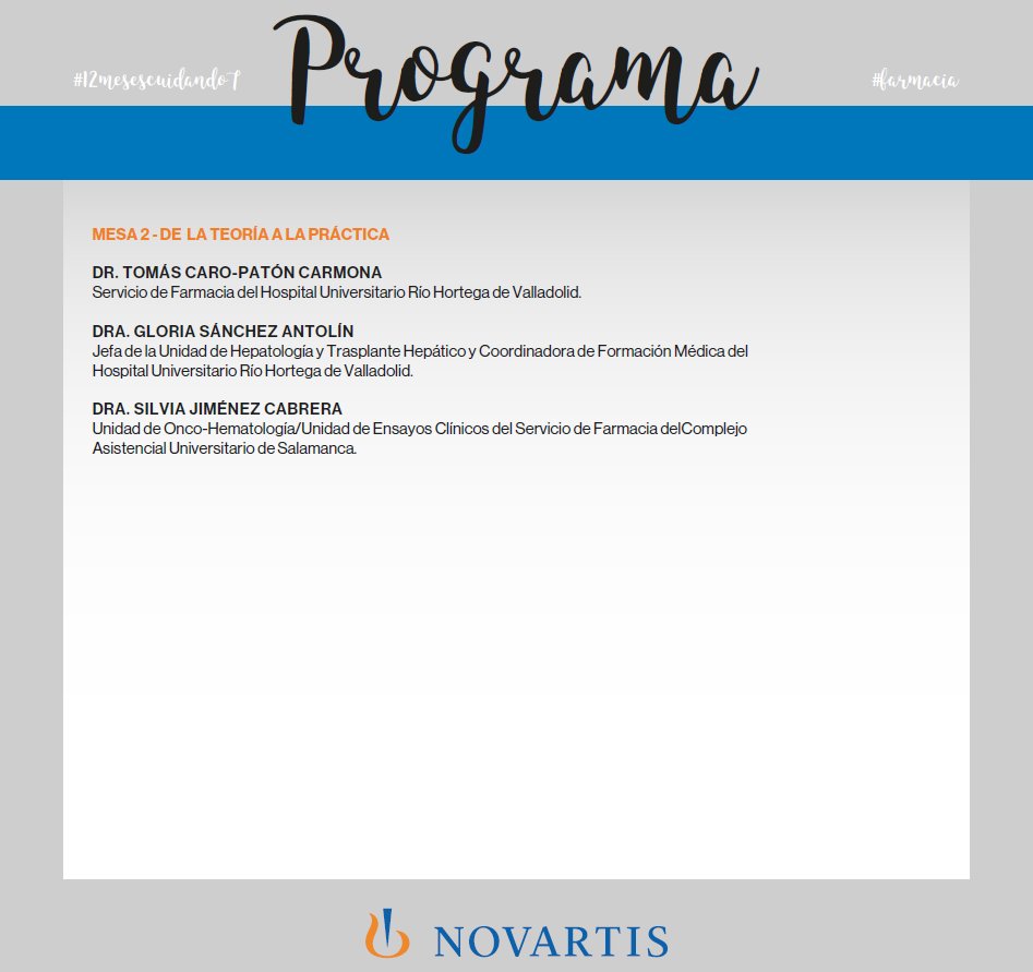#12MesesCuidándoT <a href="/IBSAL_IIS/">IBSAL</a> 

#Farmacia 👨‍⚕️👩‍⚕️Jornada profesional 'Retos en el acceso a la innovación e innovación en el acceso'

🗓️27 de mayo ⌚️15:30-18:00

📍Presencial (imprescindible inscripción): forms.gle/tQFp7DTCHt9g4m… ➡️Consejería Sanidad de la Junta de Castilla y León.