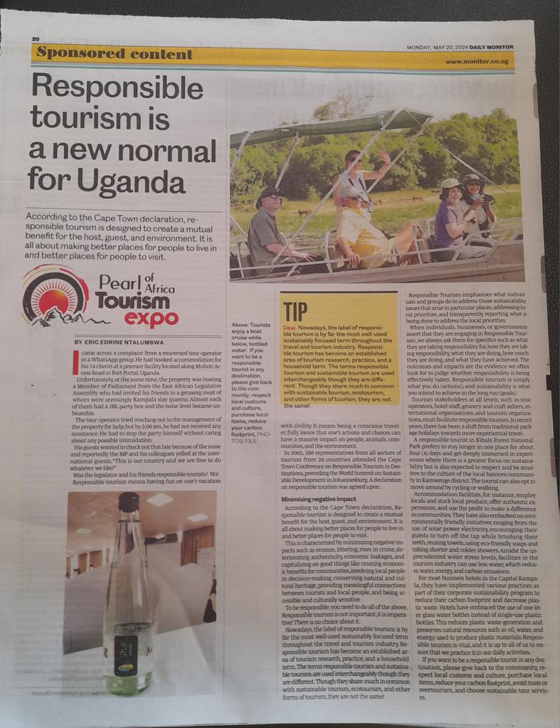'Responsible tourism is not important, It is imperative. There's no choice about it. Tourism stakeholders at all levels must facilitate responsible tourism.' @EricNtalo @DailyMonitor @UWEC_EntebbeZoo