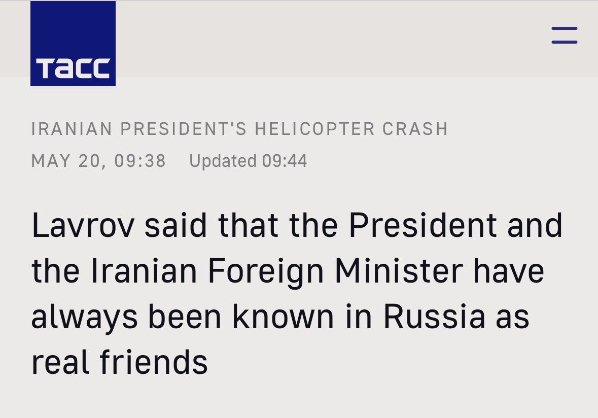 Now Russia laments how dear a friend Raisi has been. They've likely put a lot on him for buying drones and missiles