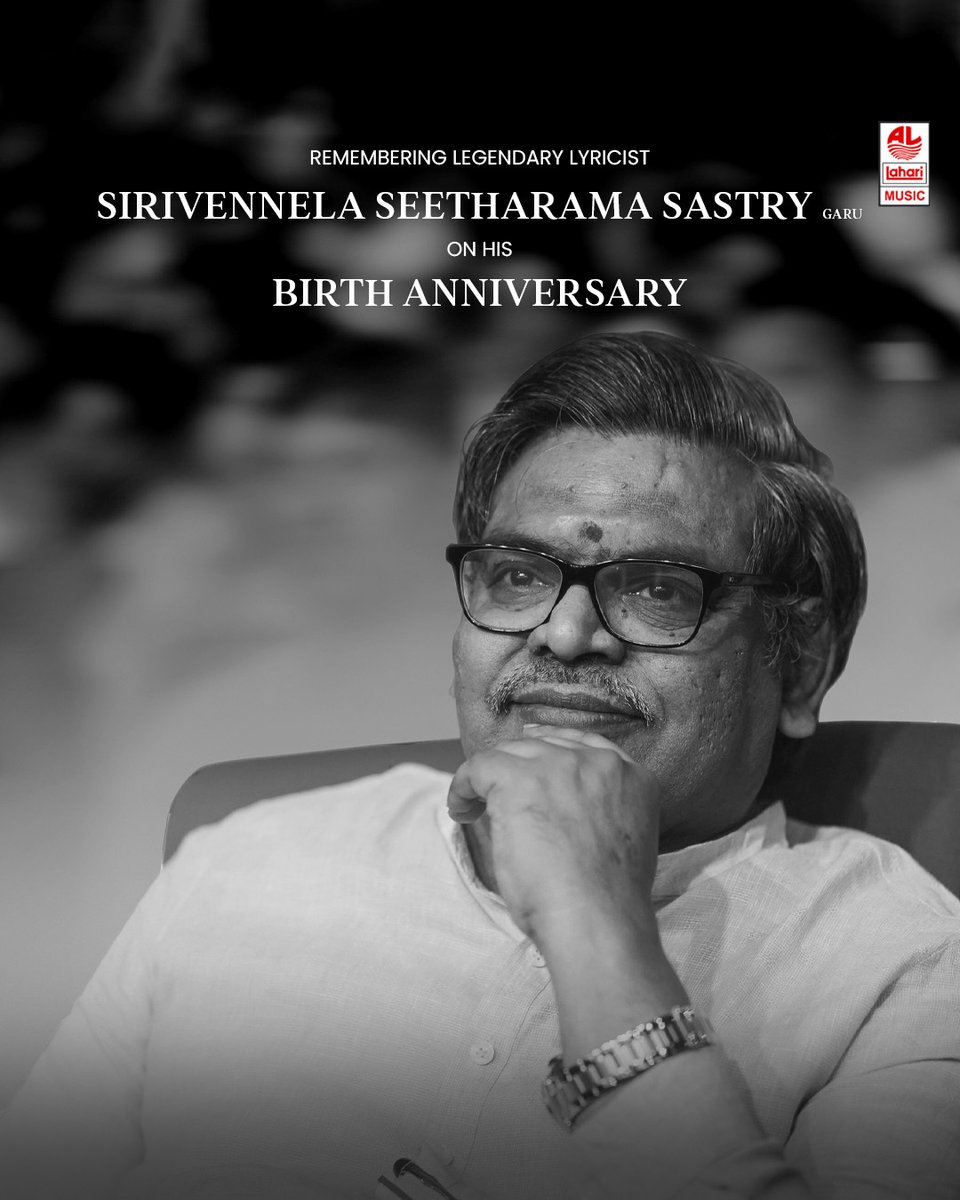 Remembering the legendary, Sirivennela Seetharama Sastry Garu on his birth anniversary. His songs have always been as beautiful as the full moon light! 🎶🎵 #RememberingSirivennelaSeetharamaSastryGaru #LahariMusic