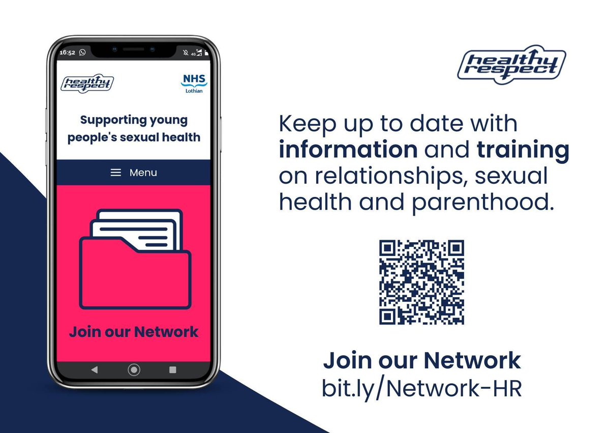 Do you work with young people in Lothian? Help us improve their sexual health and emotional wellbeing. Join our Network to keep up to date with training, resources and guidance. healthyrespect.co.uk/professionals/…