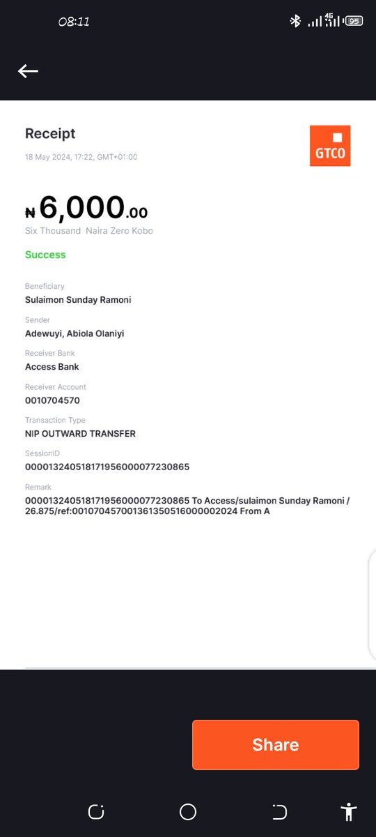 OlasmilesAb's tweet photo. @gtbank_help i made a transfer of 6000 since 2days the person has not been credited plsss https://t.co/k3fs8adJgP