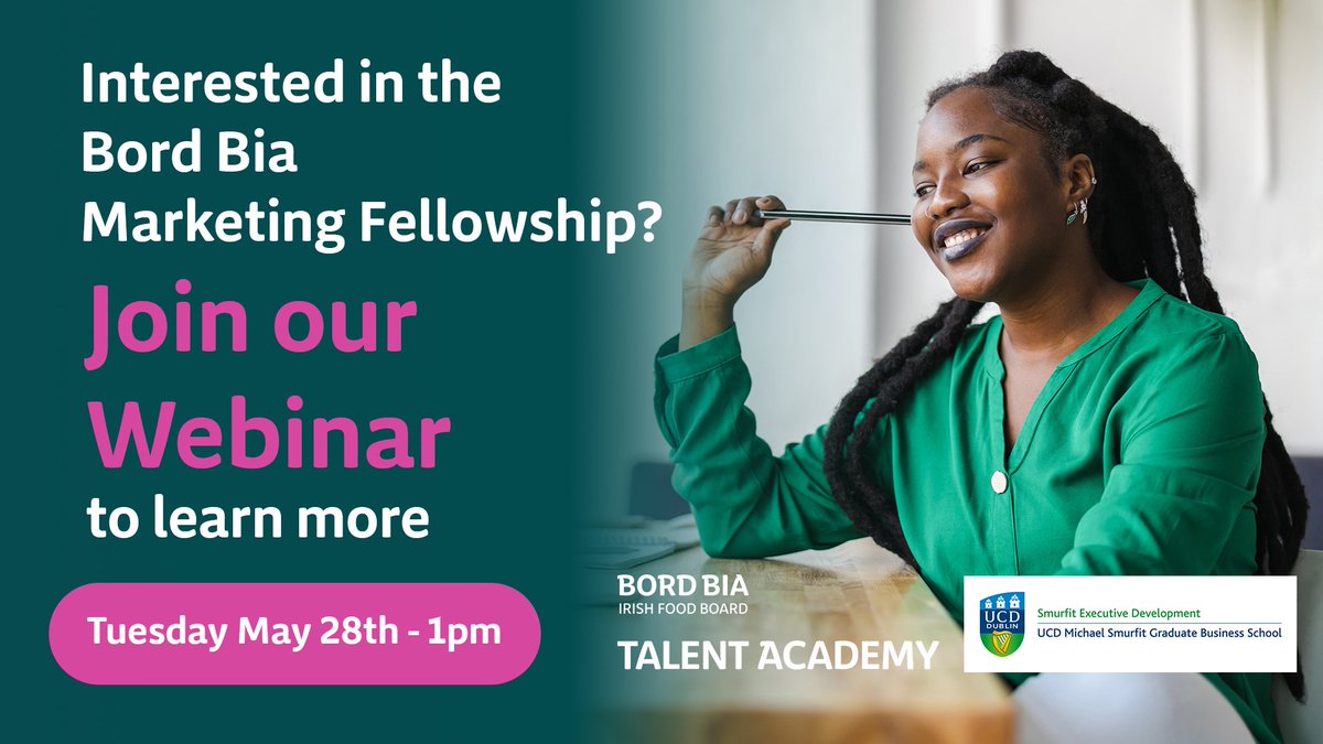 Join the upcoming Marketing Fellowship webinar (Tuesday May 28th), and discover what this programme can do to supercharge your career:
✔ Fully-funded Masters
✔ International placement
✔ Monthly bursary

Register today for the webinar: ucd-ie.zoom.us/webinar/regist…
