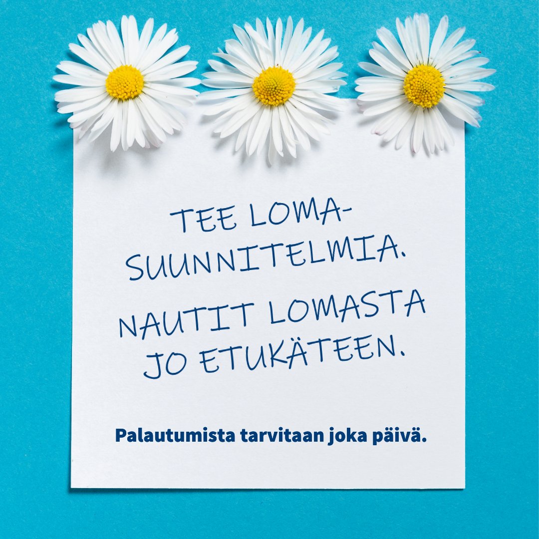 Tee lomasuunnitelmia. Suunnittelu vie ajatuksesi lomaan ja auttaa valmistautumaan siihen henkisestikin. Samalla pääset nauttimaan lomasta jo etukäteen. Sinulla on jotain, mitä odottaa. ttl.fi/tyopiste/kymme…