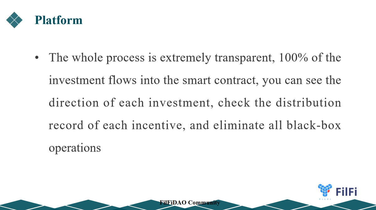 filfi_io's tweet photo. 🧐How to implement secure node co-construction in #FilFi?
🚀Fulfilling #FilFi security concept through:
1⃣Product: smart contract
2⃣Platform: extremely transparent
3⃣Community: decentralized governance of FilFiDAO #DeFi #Filecoin #blockchain
@Filecoin @FilFoundation https://t.co/hBOwAuTPDu