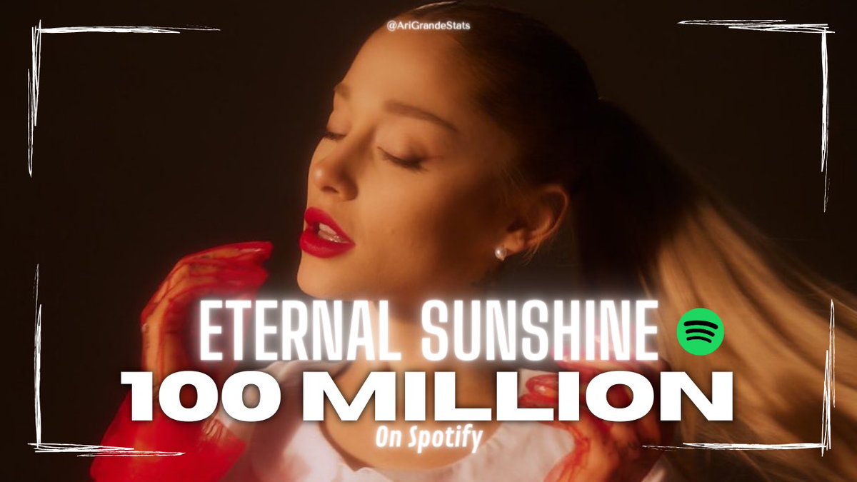 ‘eternal sunshine’ (song) has surpassed 100 MILLION streams on Spotify. – It’s Ariana Grande’s 95th song to reach this milestone and the 6th off ‘eternal sunshine’.