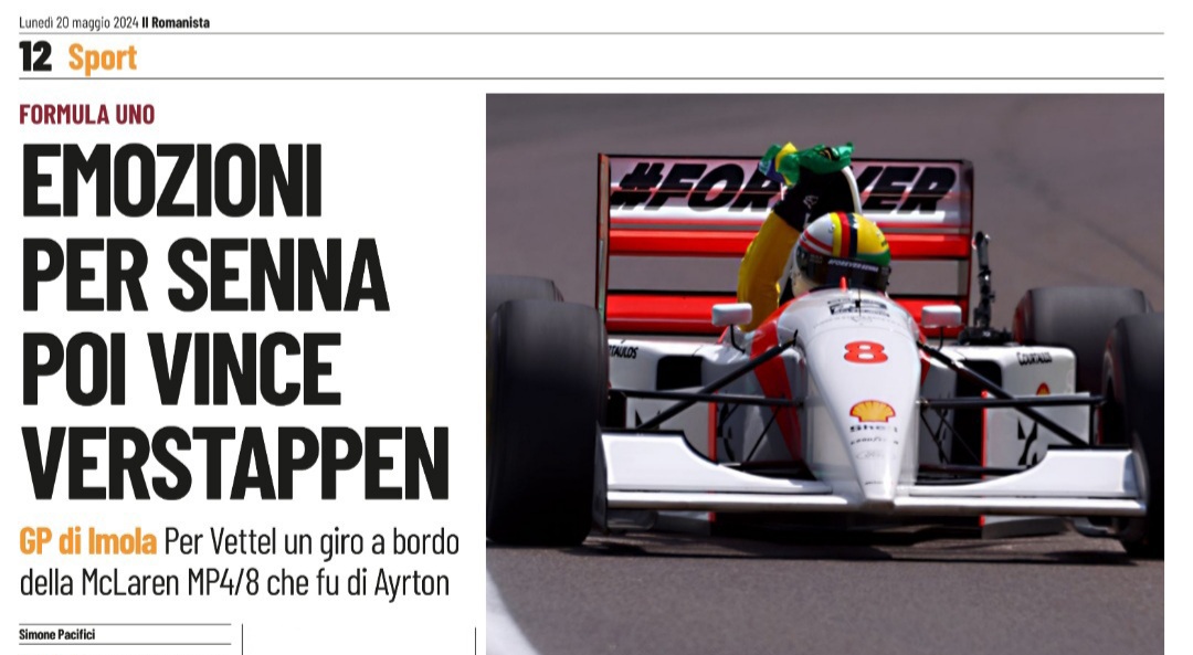 Ieri a Imola #Verstappen e #Vettel si sono divisi equamente il palcoscenico tra presente e passato della #F1, nel segno di Ayrton #Senna.
Il mio articolo del memorabile #EmiliaRomagnaGP oggi su @ilRomanistaweb a pag. 12

#RedBull #McLaren #Ferrari #Norris #Leclerc #Sainz #ImolaGP