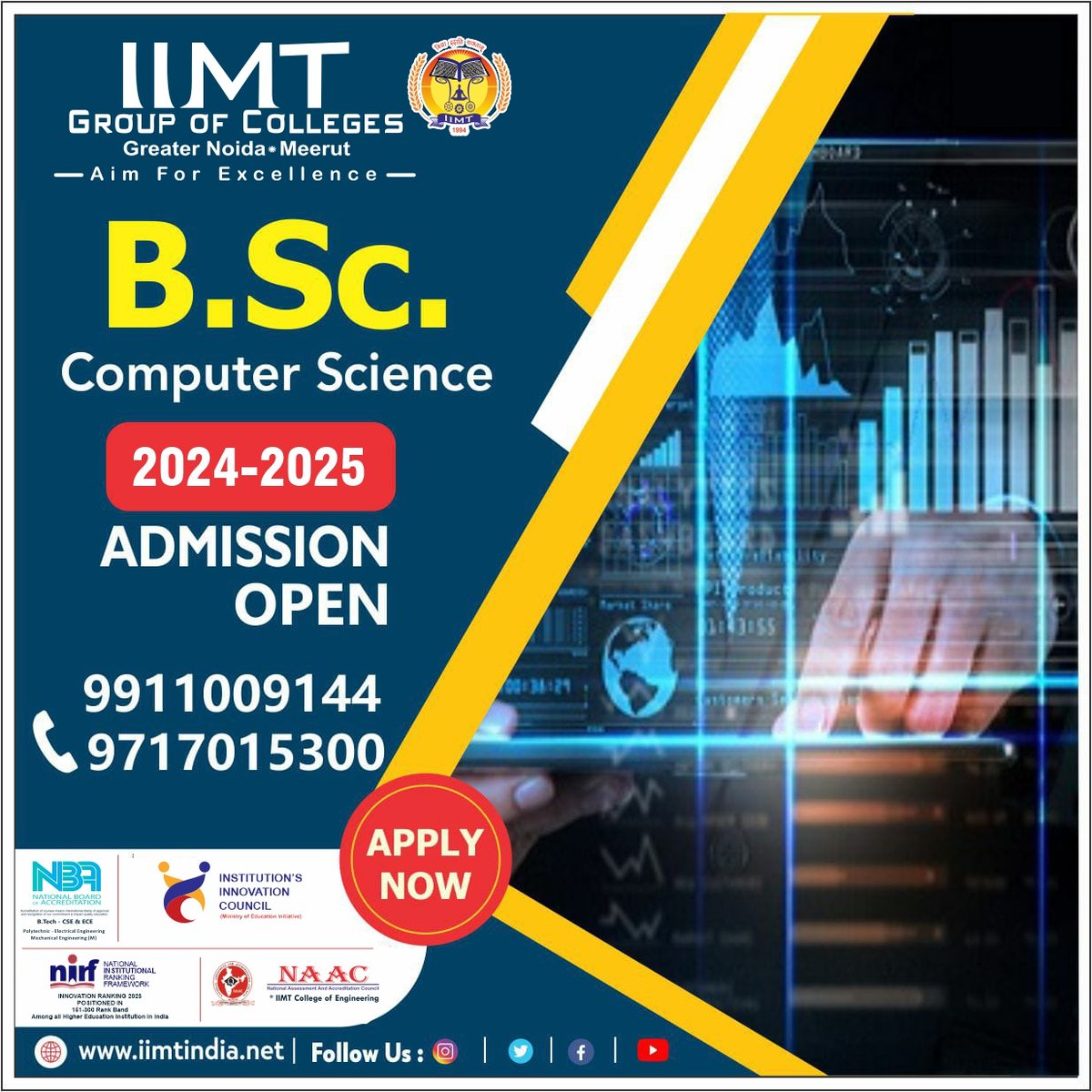 Admissions Open for B.Sc. Computer Science - Batch of 2024! IIMT Group of Colleges invites you to join our prestigious B.Sc. Computer Science program and embark on a journey of innovation, learning, and success. #iimtindia