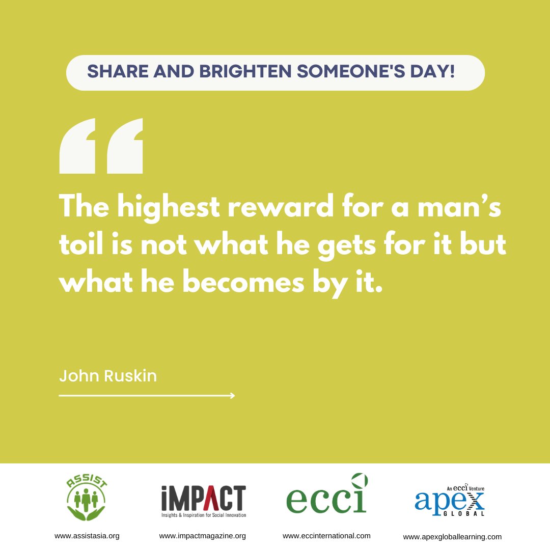 Focus on personal development and the intangible benefits of diligent work.

Have a marvelous week ahead!

#PartnersforProgress