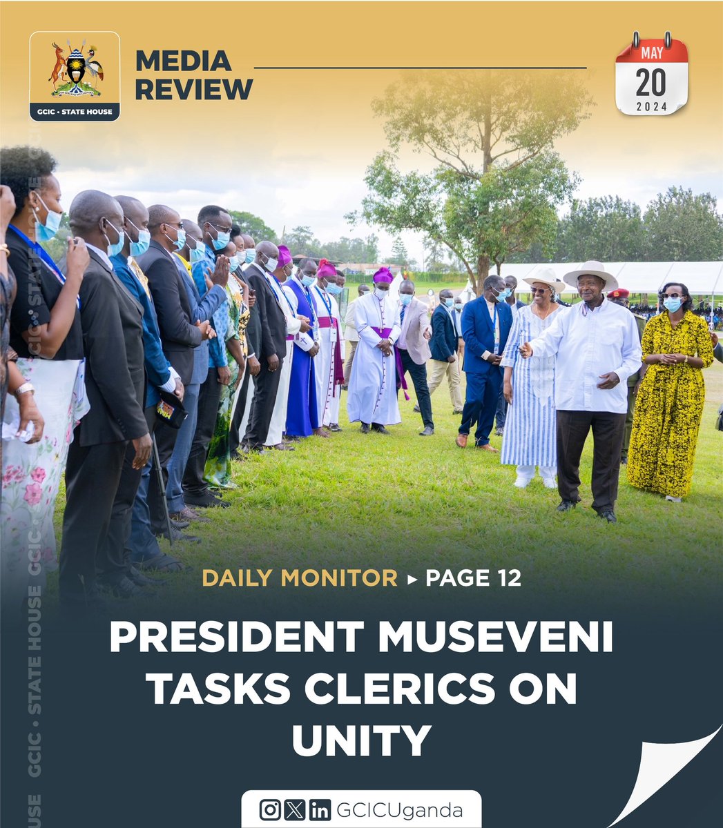 President Yoweri Museveni has asked religious leaders countrywide to resolve their differences and unite for the good of the faithful they lead. Link:media.gcic.go.ug/gcic-media-rev…
