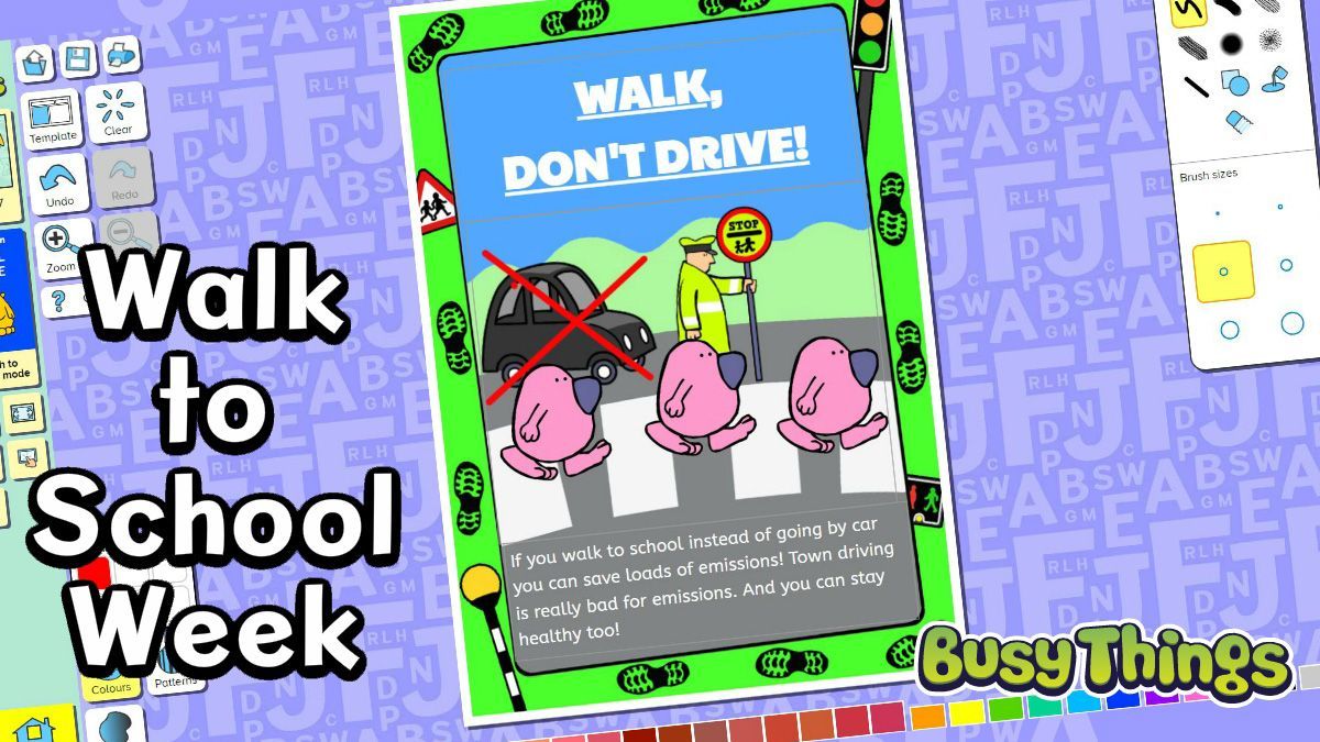 busythings's tweet photo. Walk to School Week starts today!
Can your pupils make a poster to say why walking to school is a positive move?
They can use our paper template or online activity. Both are free to access via our blog: https://t.co/Hn7I1Z3CJM
#W2SW #WalktoSchoolWeek @LivingStreets https://t.co/UW3XibaXJF