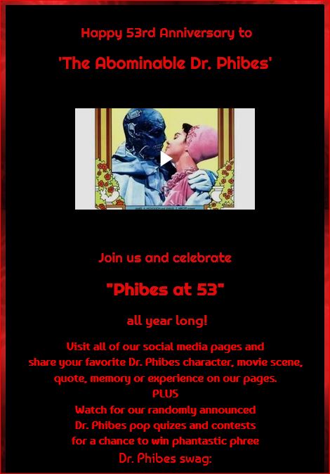PhibesForever's tweet image. #Today May 20th 2024 The Abominable Dr. Phibes movie will turn 53! Join our DR. PHIBES CULT-CLASSIC SERIES fb group and celebrate this phantastic occasion with us. We will have random and spontaneous  contests and phun #Phibes giveaways. facebook.com/.../DR.PHIBES.…