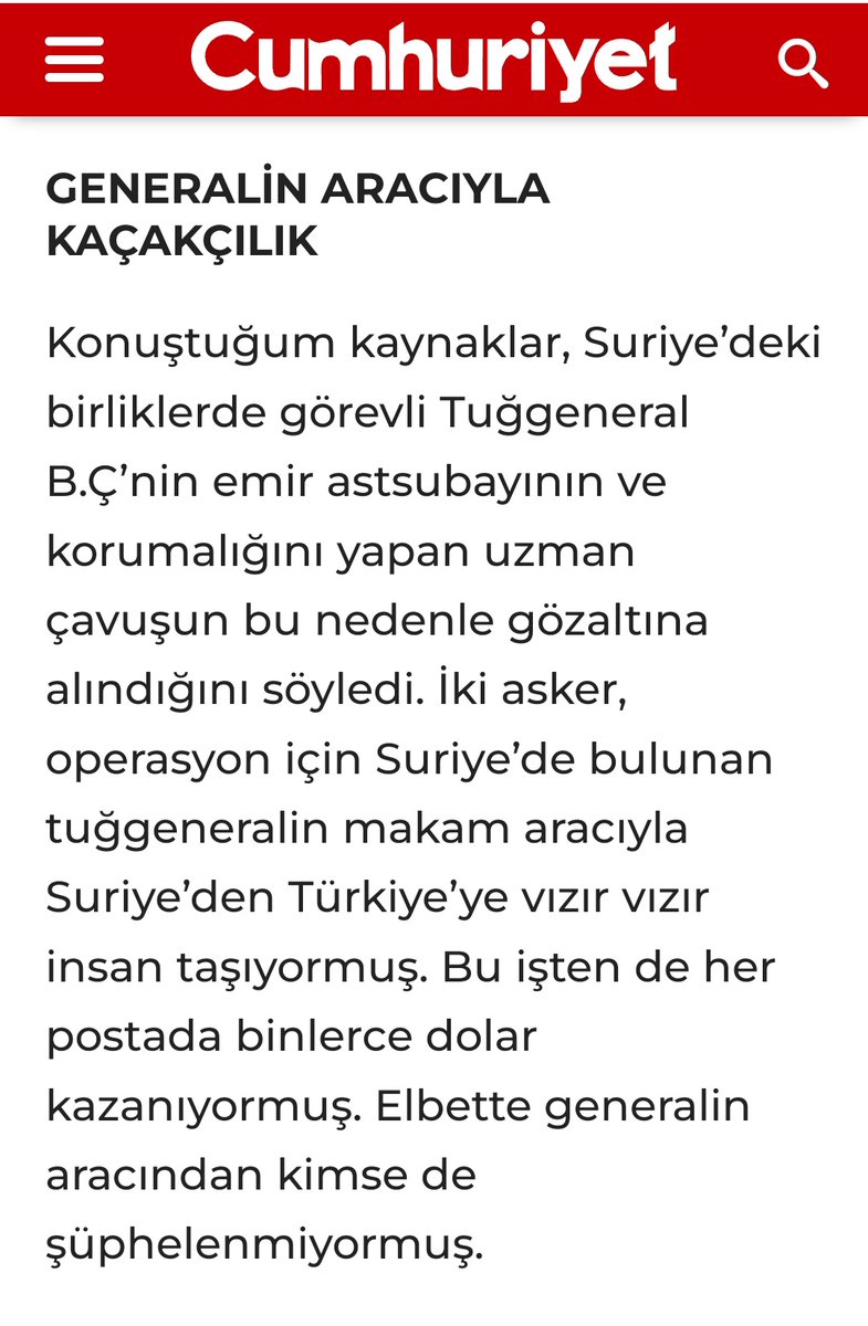 REZALETİ GÖRDÜNÜZ MÜ?

Barış Terkoğlu'nun haberine göre: Suriye'den Türkiye'ye 'insan kaçakçılığı' Tuğgeneral'in makam aracıyla yapılmış.

General'in emir astsubayı ve korumalığını yapan uzman çavuşu da görevden el çektirilmiş.

General'in aracından kimse şüphelenmez diye birçok