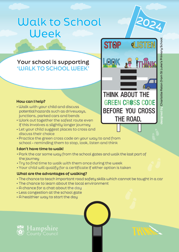 SchoolParkSafe's tweet photo. This week @SJTB_Waltham  will be taking part in "Walk to School Week". Please help support this healthy initiative if you can, by walking the whole or part way to school. @MyJourneyHants  #walktoschoolweek https://t.co/4QpushIky6