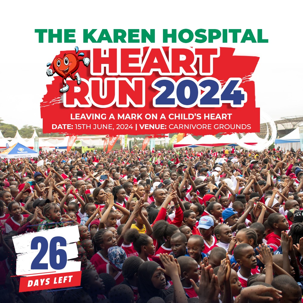 Only 26 days left until the Heart Run! Let's come together for this noble cause and make every step count. Join us in supporting heart health and making a difference in our community. Call us now at 0738 150 092 and grab T-shirts, caps, wristbands, and sun visors.