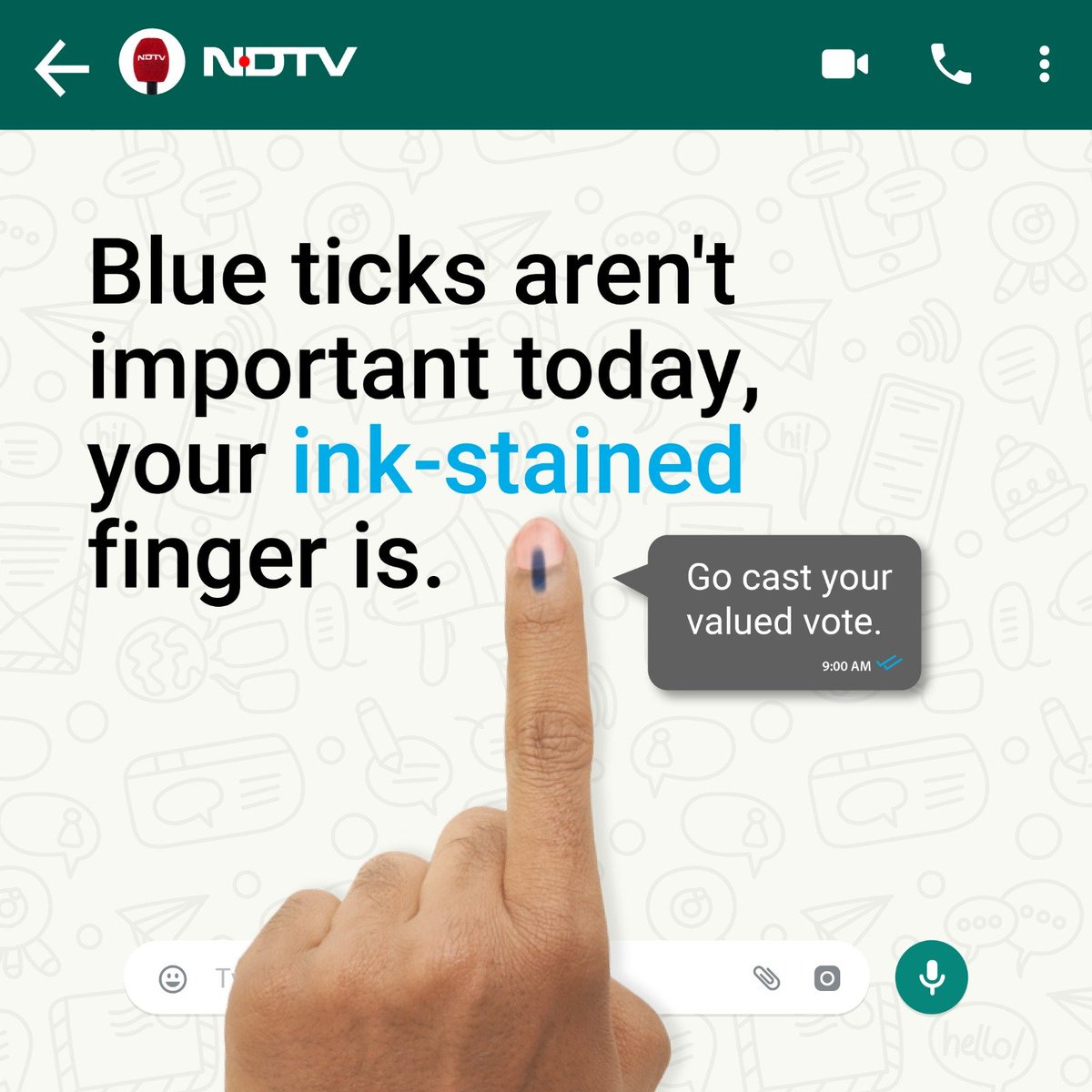 ndtv's tweet photo. #ElectionsWithNDTV | Don't forget to cast your vote today!
Join our campaign #NDTVPledgeToVote: https://t.co/VxYcdGSpI1
#LokSabhaElections2024 https://t.co/NK3rELQDt8