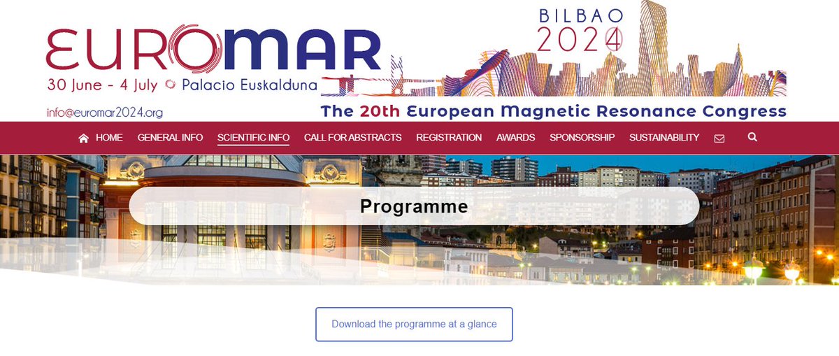 🎉 Exciting News for #EUROMAR2024! 

The 'Program at a Glance' is now available! 

Check out the full conference schedule and start planning your experience: euromar2024.org/programme/

Don't have your ticket yet? There's still time to register! 

See you in Bilbao, NMR friends!