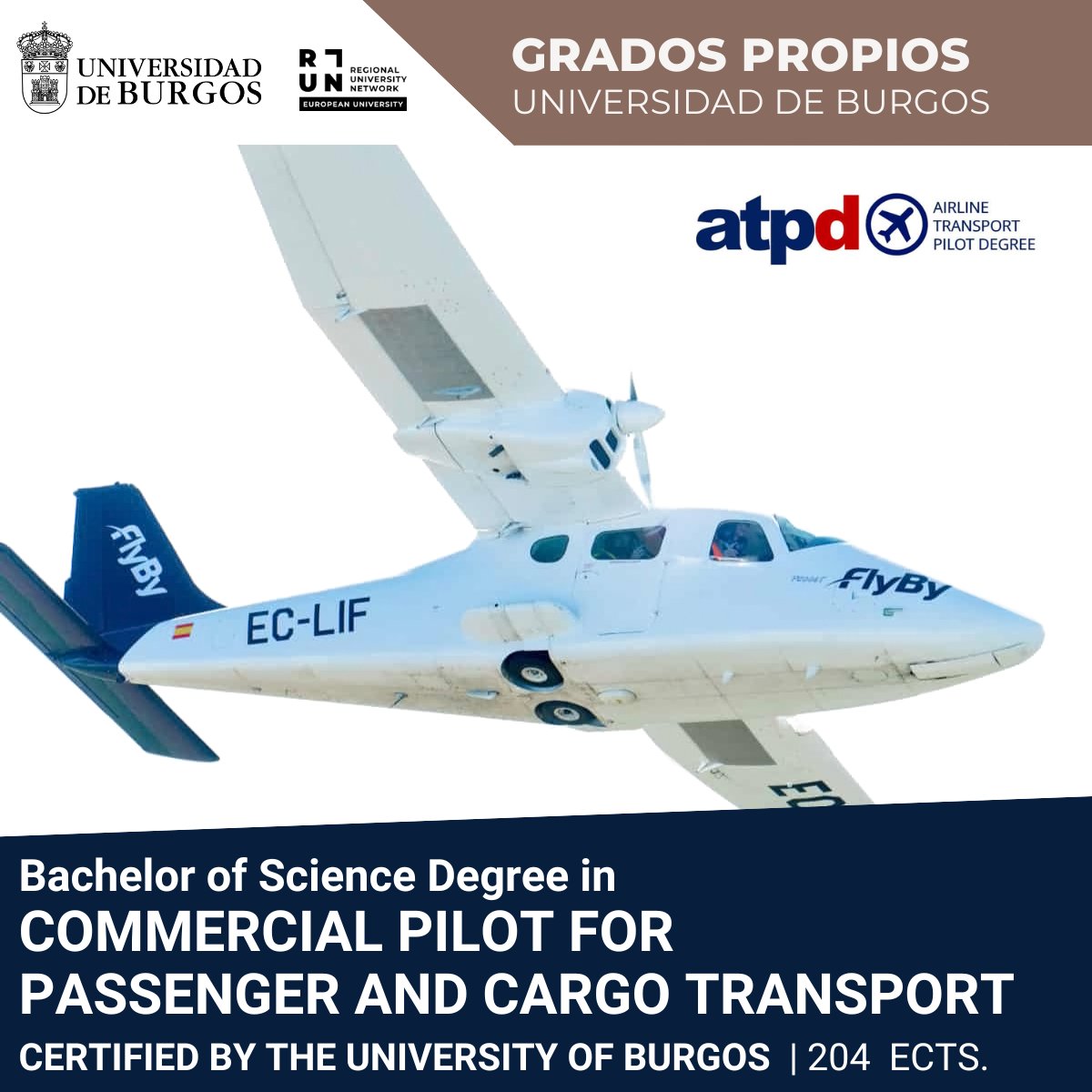 #TítulosPropios_UBU | Bachelor of Science Degree in Commercial Pilot for Passenger and Cargo Transport - Grado en Piloto Comercial✈️

• Presencial  
• 204 Créditos       
• Inicio: Octubre 2024

¡Abierto el plazo de preinscripción!

►ubu.es/bachelor-scien…