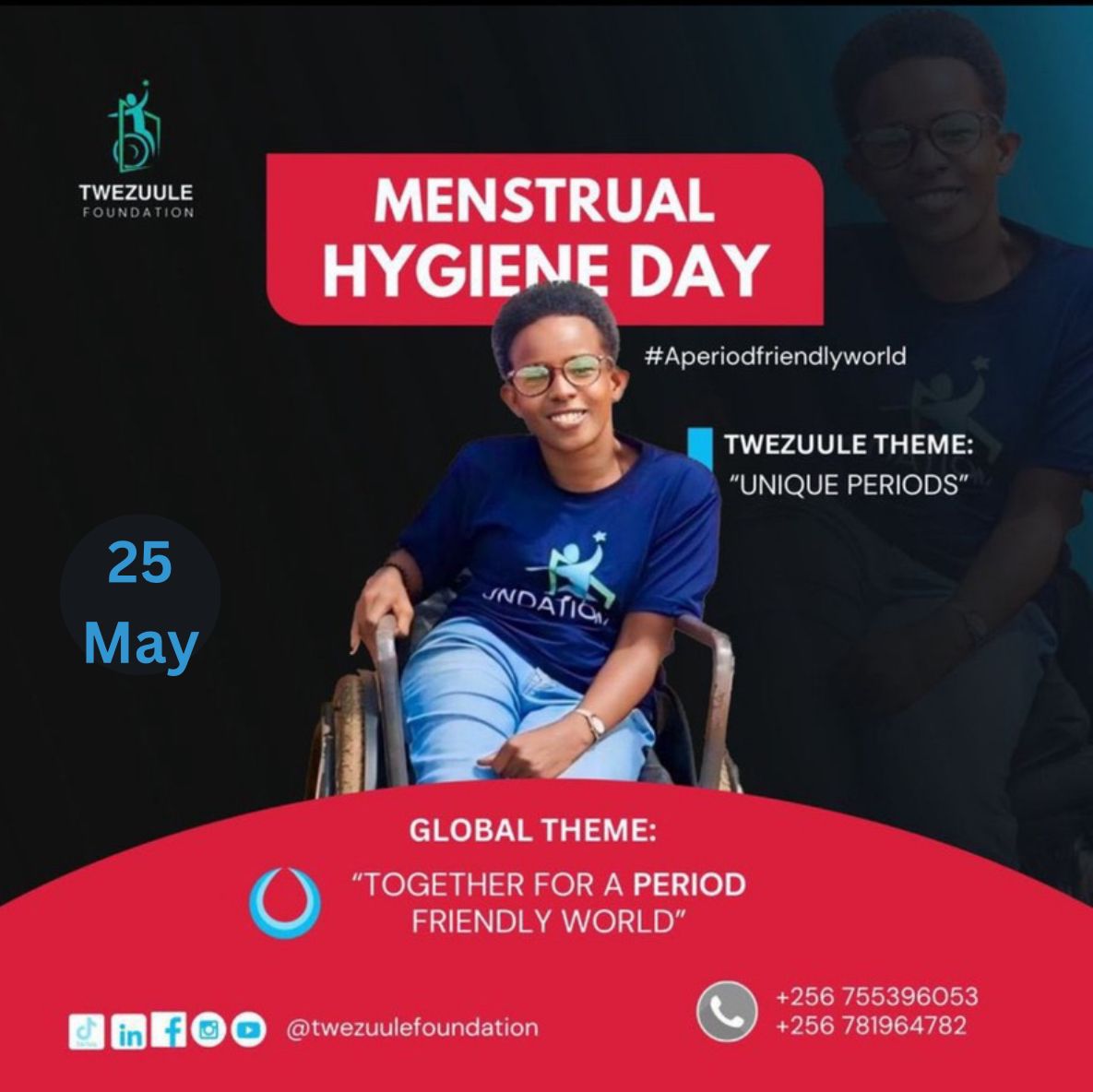 We shall join @TwezuuleF in providing dignified menstruation support to girls with disabilities. Let's normalize the conversation: menstruation is a natural aspect of every woman's life. Together, let's build a #PeriodFriendlyWorld where every girl feels empowered and respected