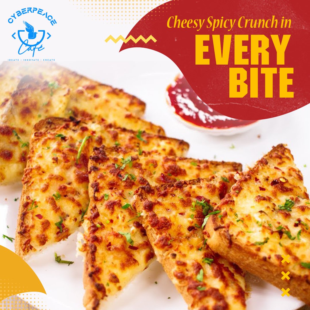 Say cheese and spice it up with our irresistible Cheese Chilli Toast! 🧀🌶️

Perfect for a quick bite or a satisfying snack.

📍Visit us: g.co/kgs/ozASCJR

📞 Contact us: cyberpeace.cafe

📲 Book your spot @ 089876 66565
.
.
.
#CyberPeaceCafe #CyberPeace☮️