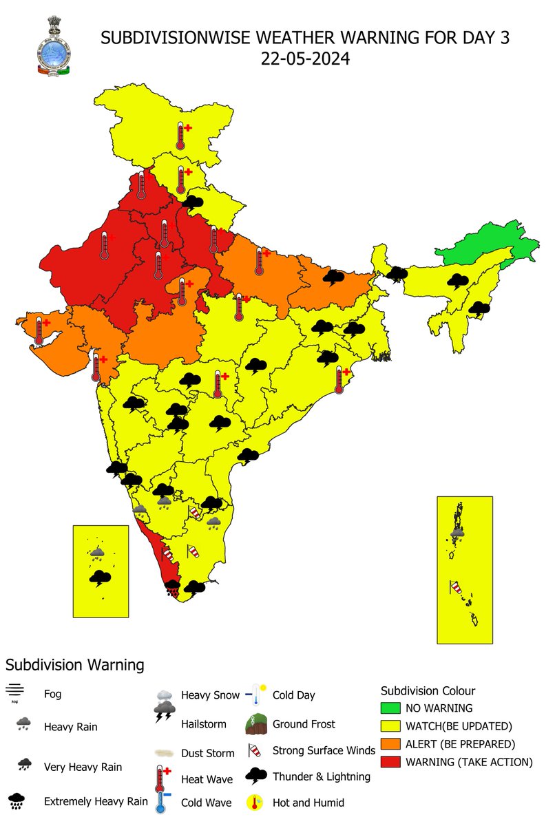 Heat wave to severe heat wave conditions most likely to continue over plains of Northwest India and Heat wave conditions over north Madhya Pradesh & Gujarat State during next 5 days.