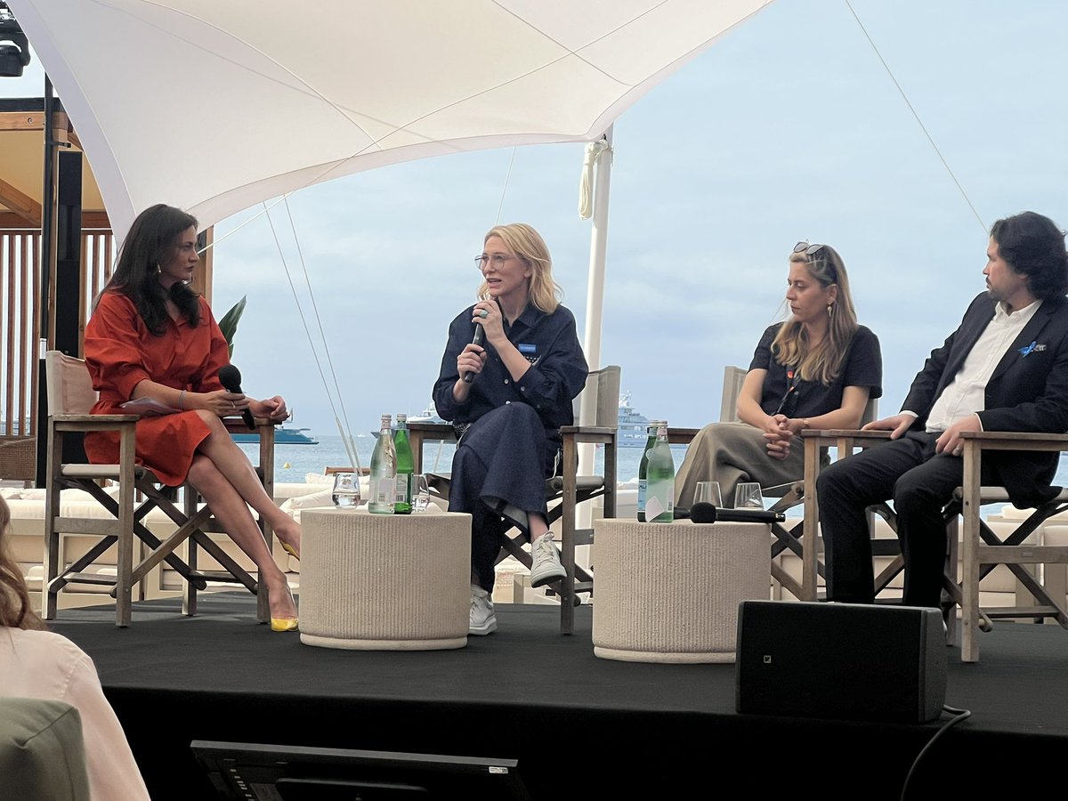 “Displacement Cinematic Perspectives” presented by @Refugees, @IEFTA_Org, @ArabCinemaCntr with Cate Blanchett at @mdf_cannes #Cannes2024