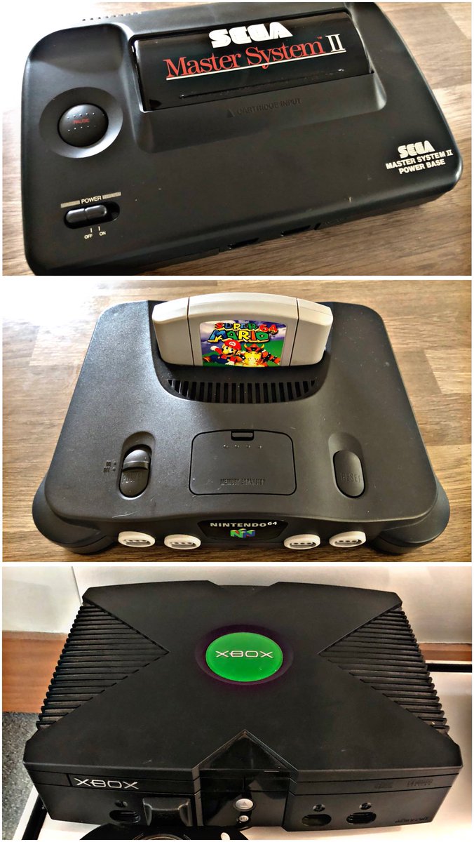 Today’s #RetroTrio offers you the #Microsoft #Xbox, #Nintendo #N64 and #Sega #MasterSystem2. Which will you keep, gift to a friend and delete forever? #RetroComputing #ComputerHistory #RetroGaming #VideoGames