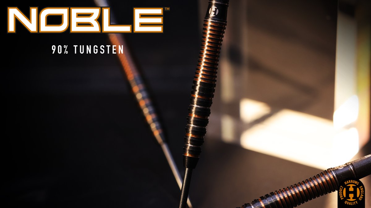 ⚜️ Noble 90% ⚜️

- Finest injection moulded 90% tungsten.

- Unique barrel shape with tapered front and ergonomic, concave rear.

- Finished in a striking black, silver and rich gold 3 colour combination.

#MadeInEngland #DefyLimits