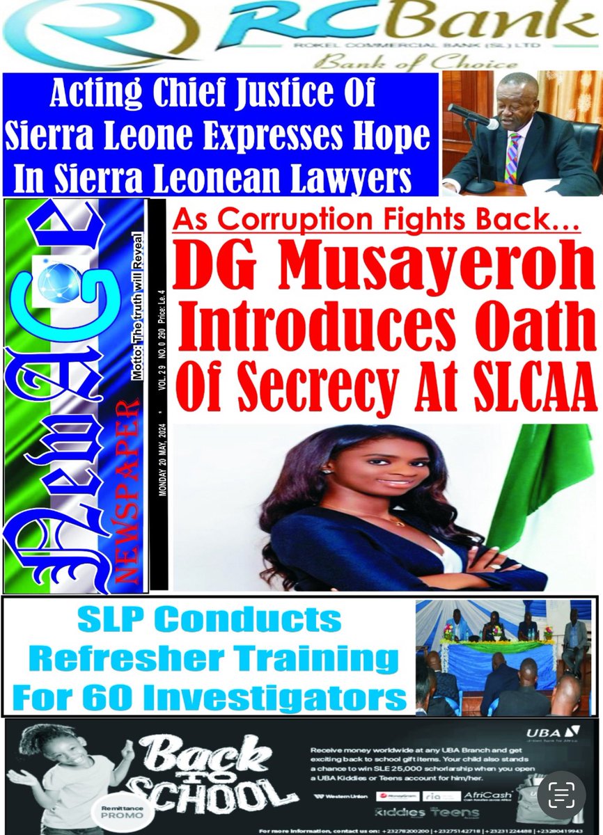Following allegations of procurement irregularities and astronomical increase of salary by the DG of @slcaacoms @BarrieMusayeroh for which she denied, @slcaacoms  has released an oath of secrecy forcing staff to ascribed.

The oath of secrecy document is against a warning earlier