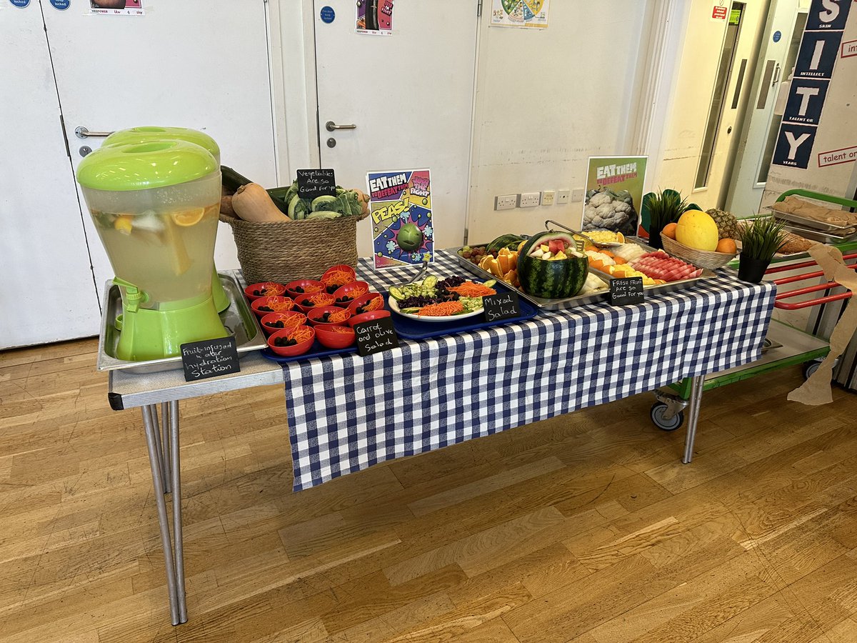 AshmountPrimary's tweet image. We started our week long ‘ Eat them to defeat them’ themed menu today following a whole school assembly this morning. It’s looking yummy!