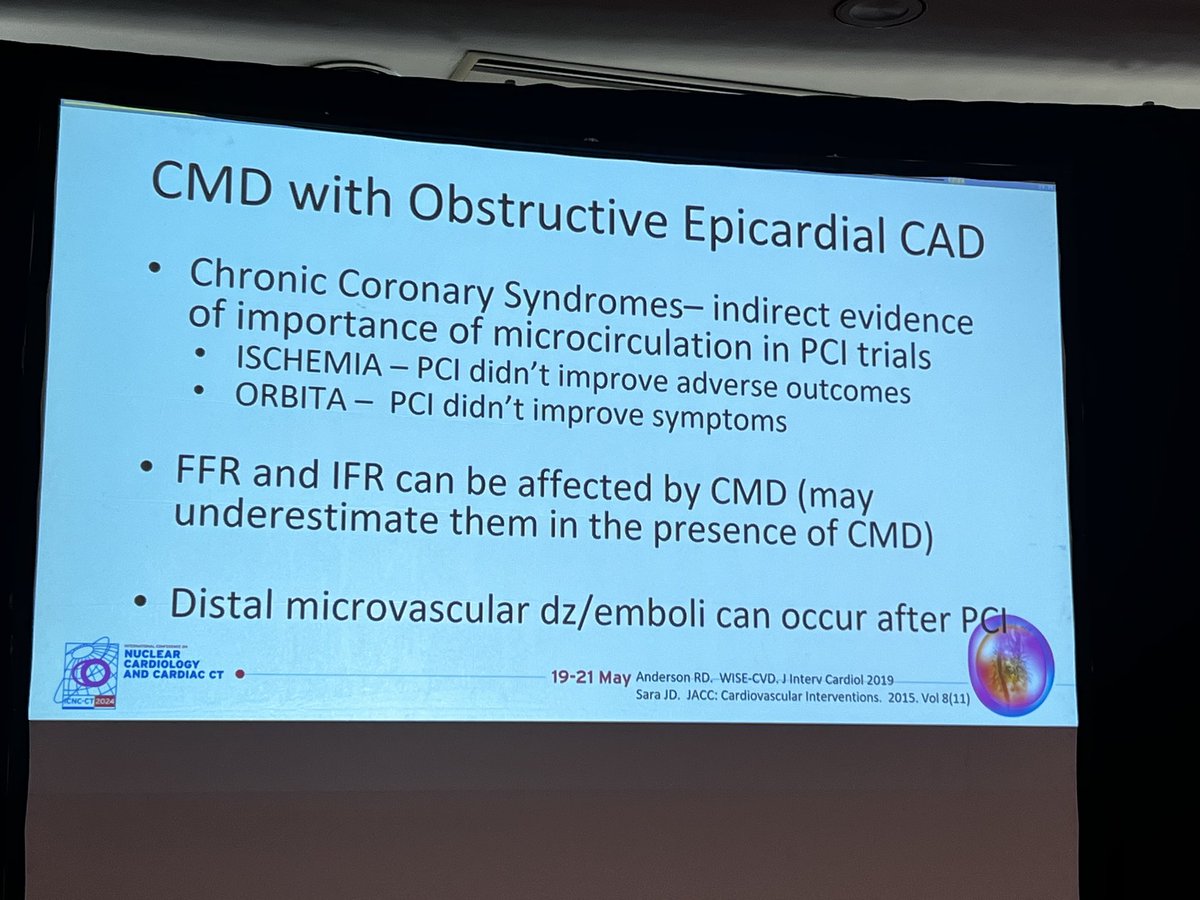 Great presentation by @RupaSanghaniMD about CMD ! Stay alert that INOCA is frequent in women and men, but it causes higher risk in women ! #ICNCCT2024 @estelais @alexsfelixecho @almallahmo @MyASNC @EANM_NucMed @EACVIPresident #INOCA