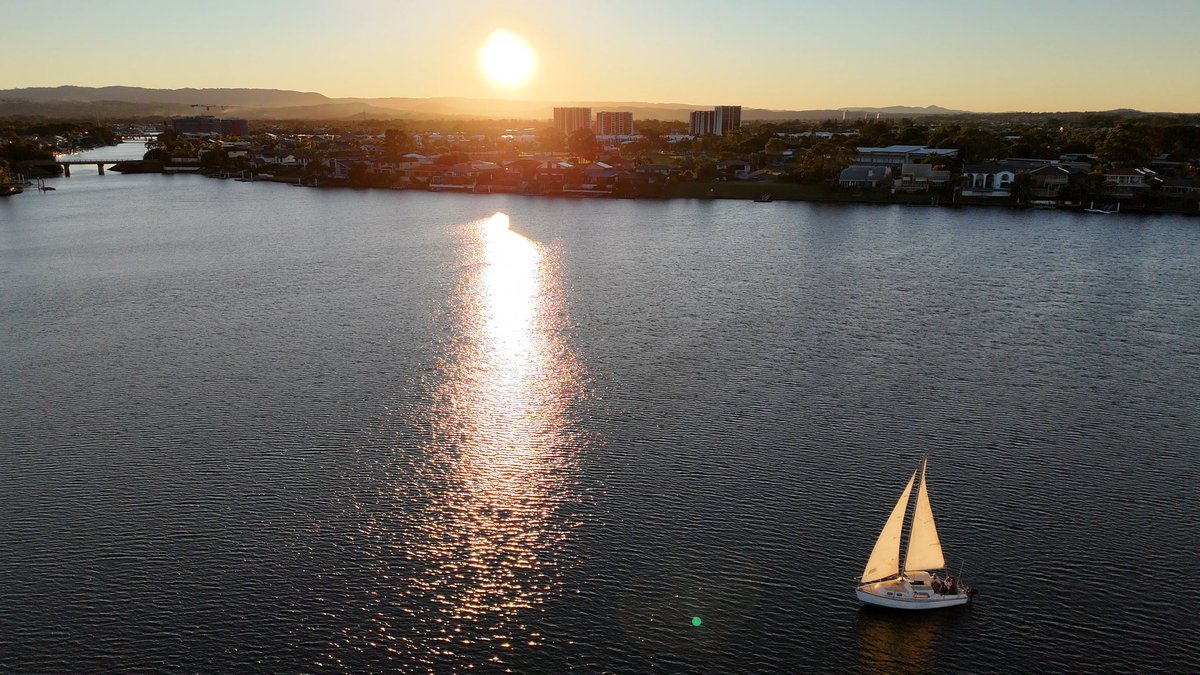 People sailing at sunset, Gold Coast