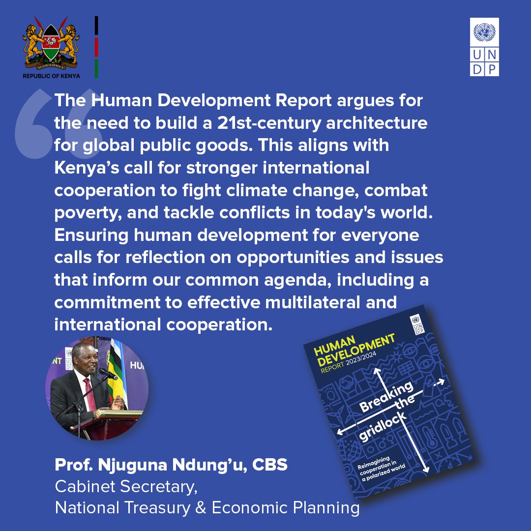 UNDPKenya's tweet photo. Interlinked global challenges are outpacing our willingness and our institutions’ capacities to respond to them.
The launch of #HDR2024 in #Kenya looks at what choices we can take for a more hopeful future.
#HDR2024 #HumanDevelopment #HumanDev https://t.co/KFKeZlQp9B