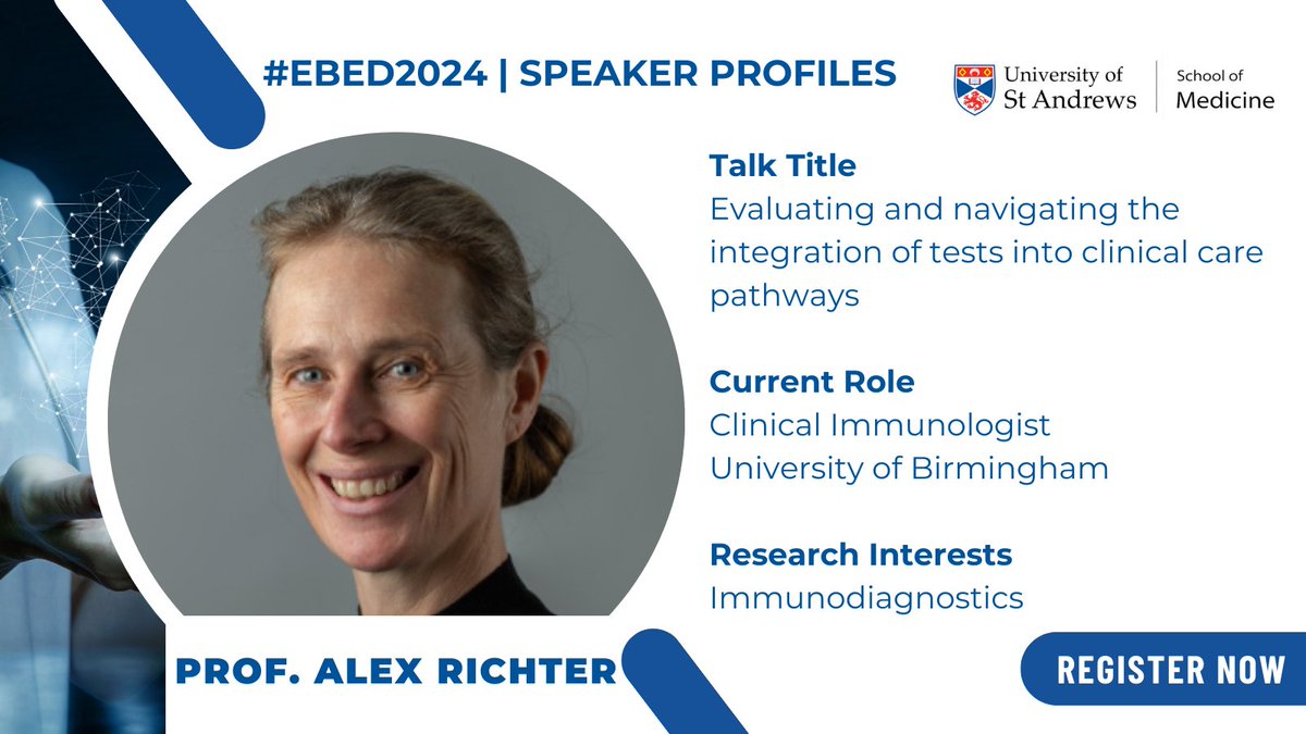 ⏳ Just over a week to go before #EBED2024!

We're looking forward to hearing Prof. Alex Richter's insights on how to effectively evaluate the integration of tests into clinical care pathways.

✍ Register now: bit.ly/3TgrCC:J

#EBED2024 #earlydiagnosis
