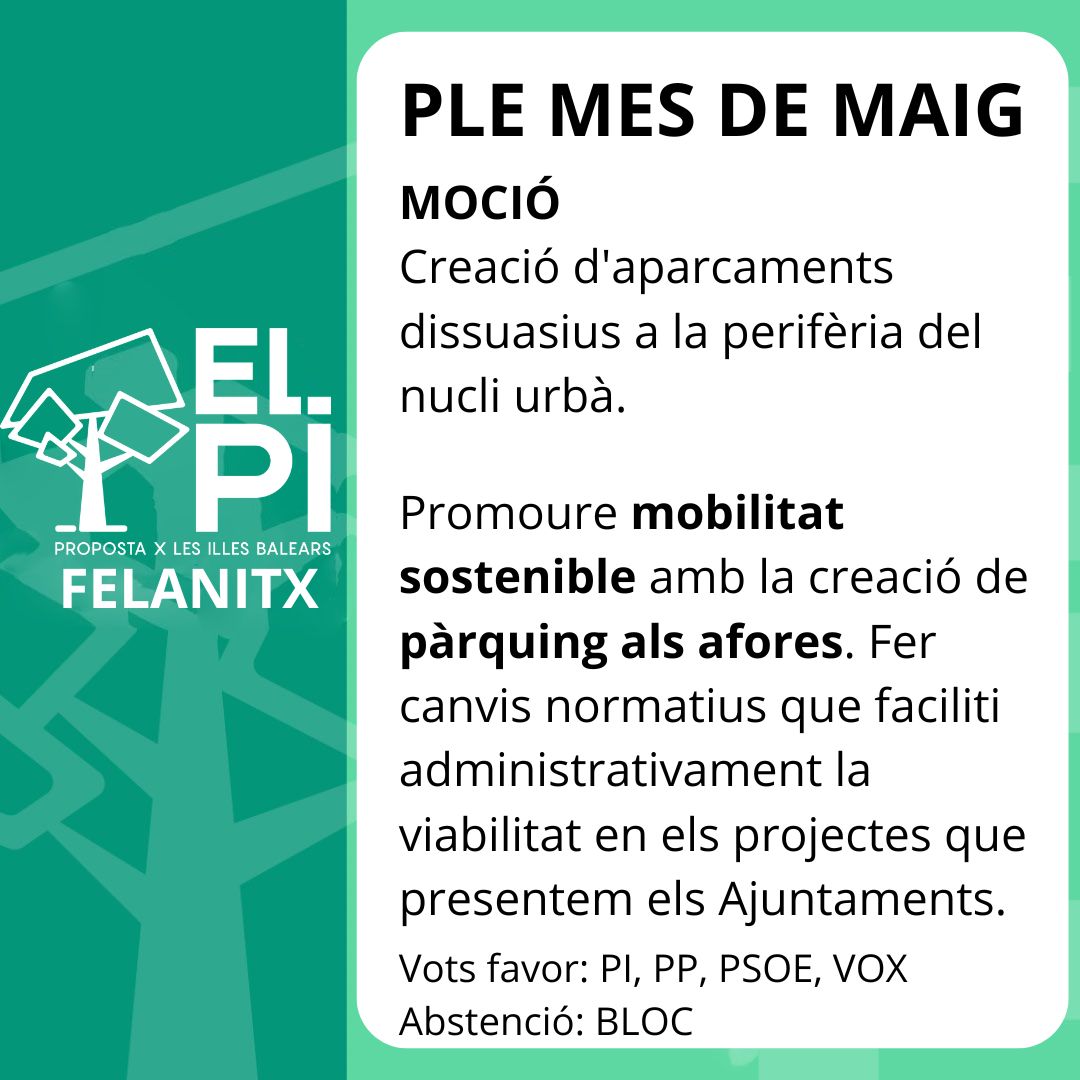 🟢 Protecció, sanitat, gestió del litoral, mobilitat sostenible
#SomElPi 
#SomIlles 
<a href="/ElPi_IB/">El Pi-Proposta per les Illes Balears</a> <a href="/AjFelanitx/">Ajuntament Felanitx</a> <a href="/jmonserrat76/">Jaume Monserrat</a> <a href="/Melanie_misser/">Melanie Mesquida</a>