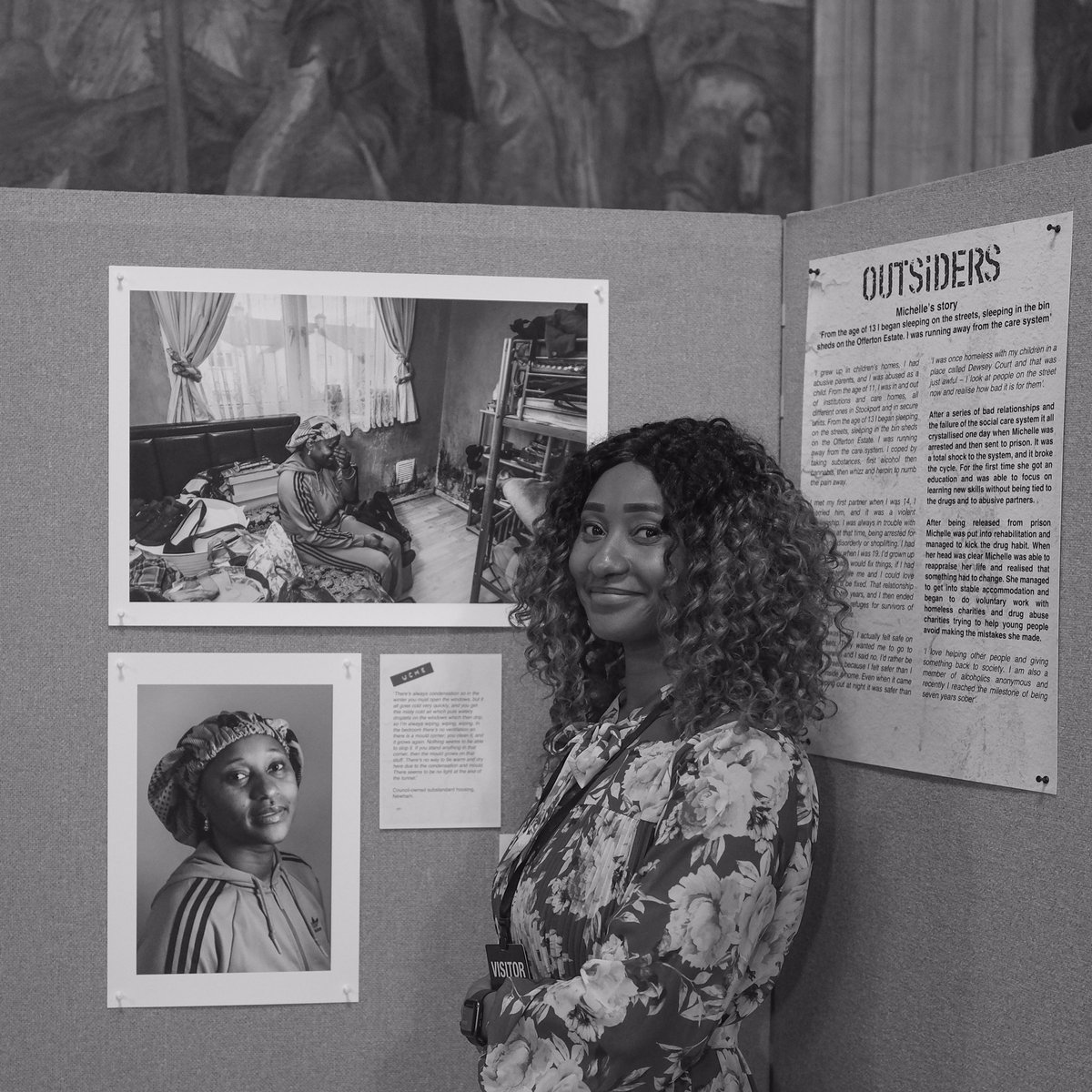Of all of the thousands of photos I took for the Outsiders project this one is my favourite, Uche next to her substandard housing photo at the Outsiders exhibition in Parliament in January. She was rehoused and is now in good quality accommodation.