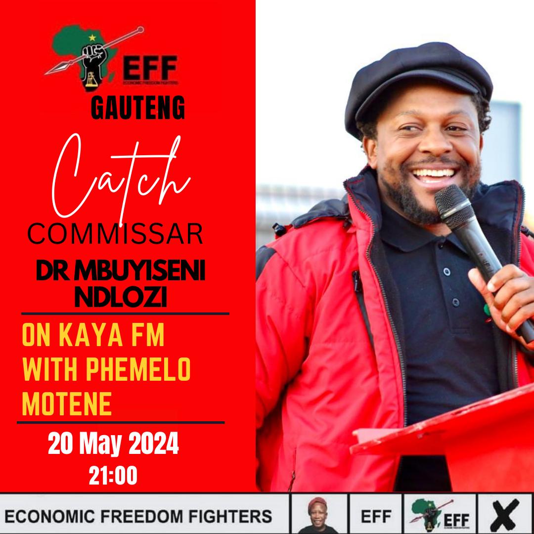 🚨Don't Miss It🚨

Commissar Dr @MbuyiseniNdlozi will in conversation with @PhemeloMotene on @KayaON959 TONIGHT at 9PM. Do tune in. 

#VoteEFF
