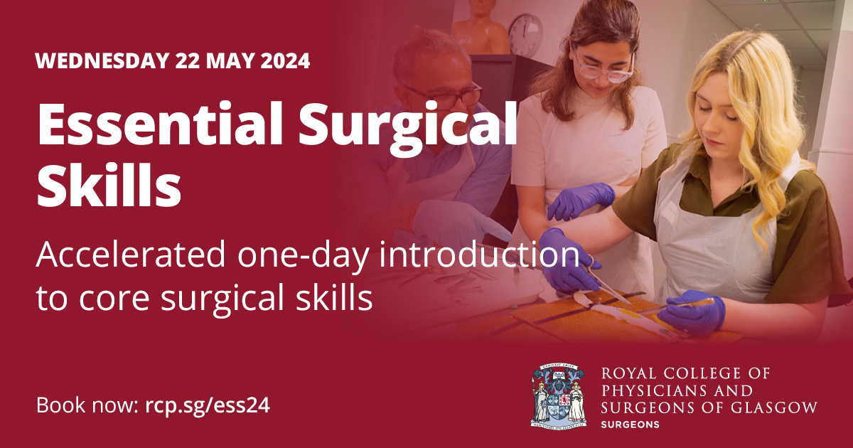 Our course on Wednesday is ideal for trainees aspiring toward a surgical career and preparing for basic surgical examinations. The programme will include knot tying, tissue handling and laparoscopic training. Book now at: ow.ly/6eYx50RJEGv @RCPSGTrainees