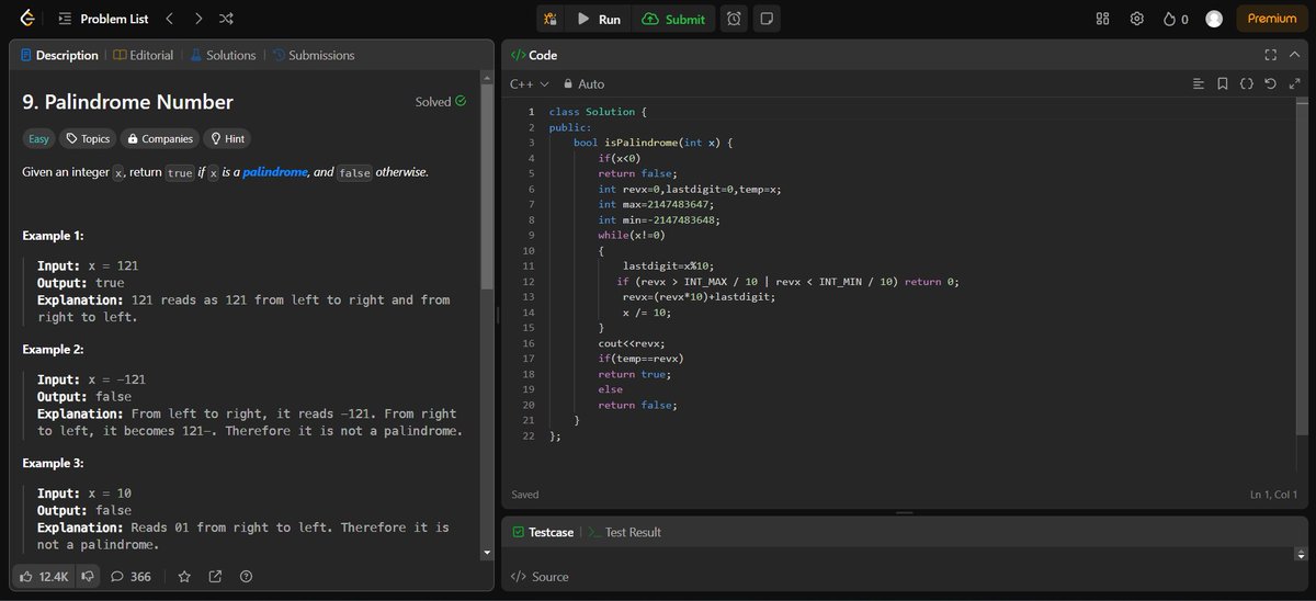 Prashan12748405's tweet image. Palindrome done.
#LearnInPublic
#strivera2zdsa
