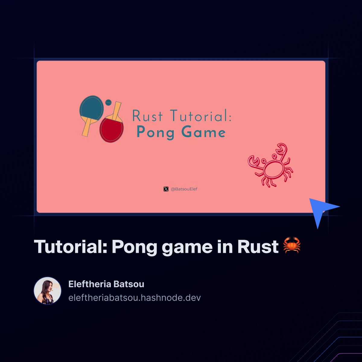 🎮 Ready to build a game today?

Learn how to create a Pong game in Rust with @BatsouElef’s step-by-step tutorial! 

Perfect for beginners and experienced devs alike. Follow it and start coding! 💻 🎾