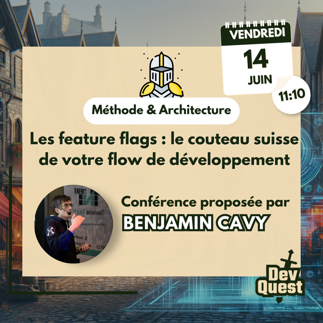 🔴 Les feature flags : le couteau suisse de votre flow de développement !

Benjamin Cavy animera cette conférence à 11h10 au DevQuest ! 🐉

Si ce n'est pas encore fait, prenez votre billet pour la première édition de cet évènement ! 😁

👉️ devquest.fr

#dev #tech