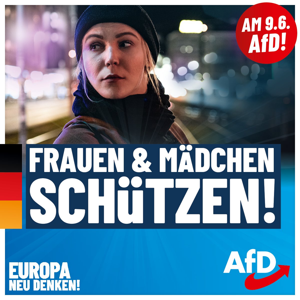 AfD sorgt für Sicherheit: Schützt unsere Frauen und Mädchen!

Wir dürfen nicht wegsehen, wenn Sexualstraftäter nach #Europa einwandern und nicht abgeschoben werden. #DeshalbAfD #AfD

Informiere Dich jetzt auf afd.de/europa-neu-den… über unsere Ziele für Europa!
