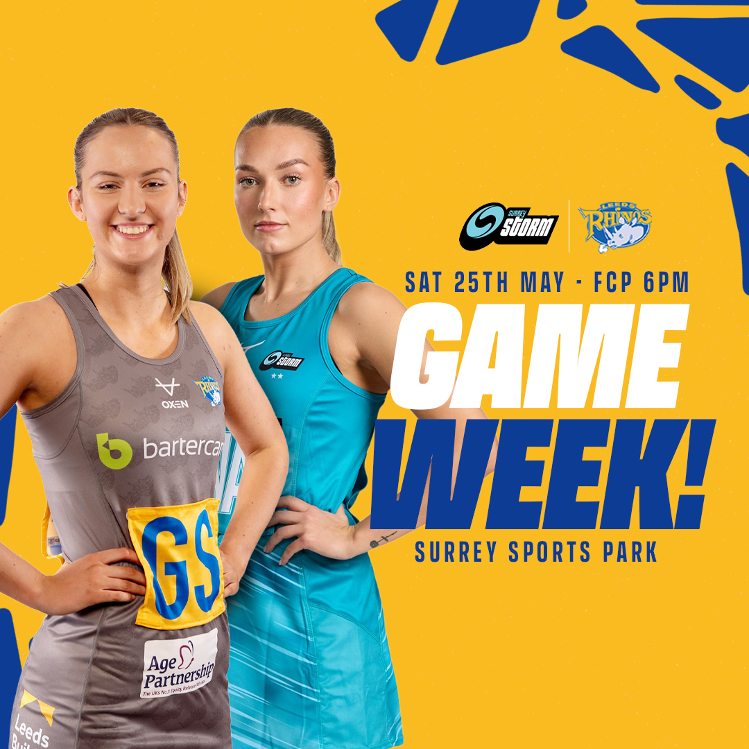 We are on the road for Round 15 against <a href="/SurreyStorm/">Surrey Storm</a> 🌩️

Both teams are level on points in the league, but the Rhinos sit one space above Storm in the league on goal difference!

Tickets on sale via Surrey Storm
👉eventbrite.co.uk/o/surrey-storm…