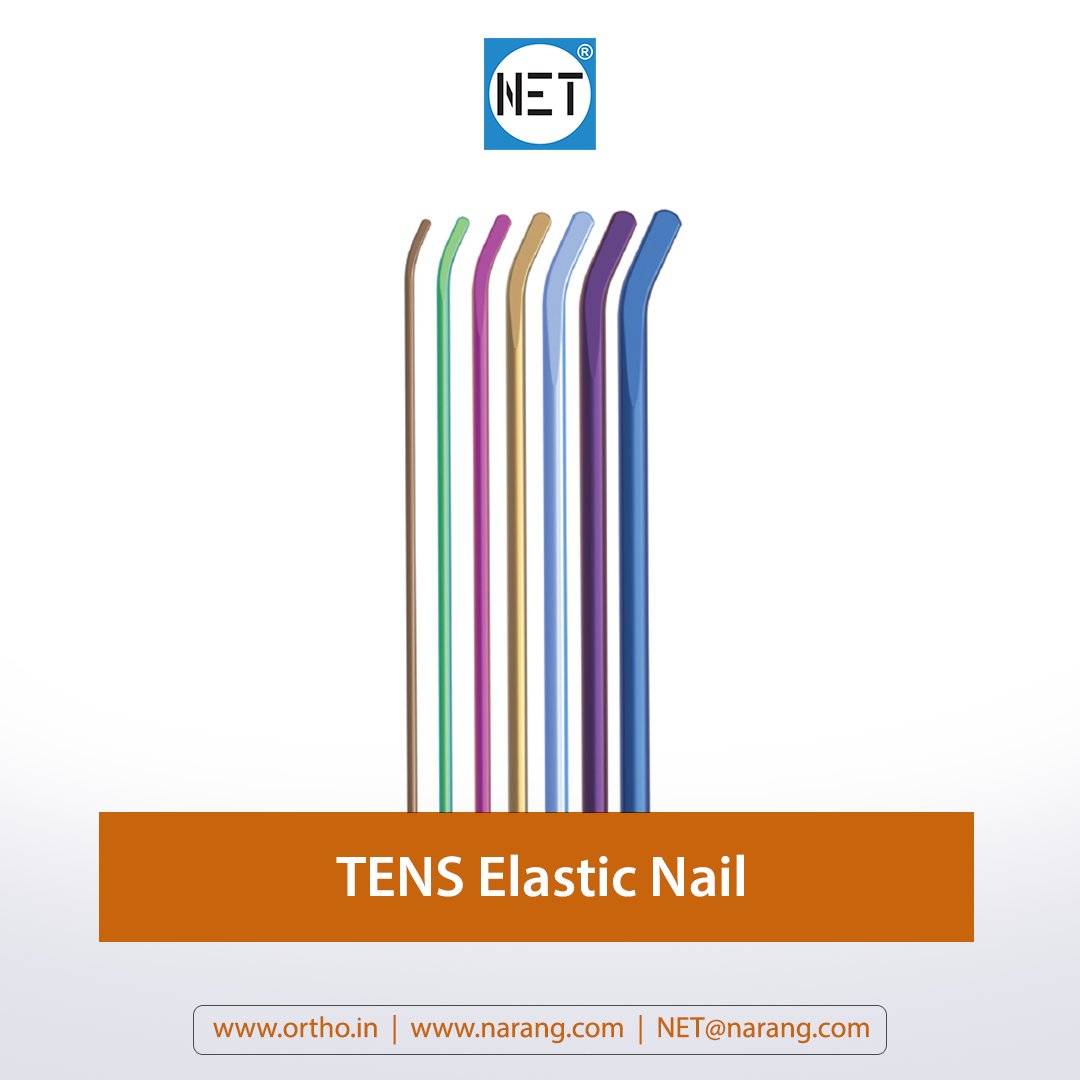 TENS Elastic Nails, with a length of 40 cm, are intended for diaphyseal and certain metaphyseal fractures of long bones, subcapital humerus, metatarsal, and metacarpal fractures, as well as complex clavicular fractures in children. In adult patients  ... orthopaedic-implants.com/nails-wires-pi…